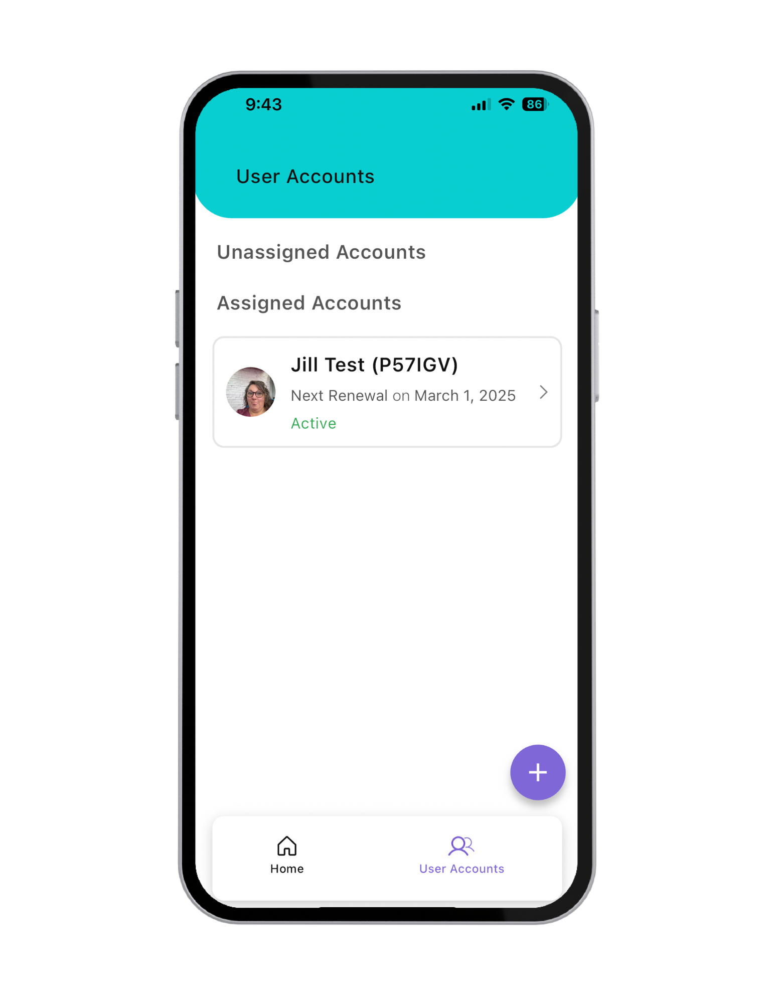 NeuroLocker family account screen showing connected users.
