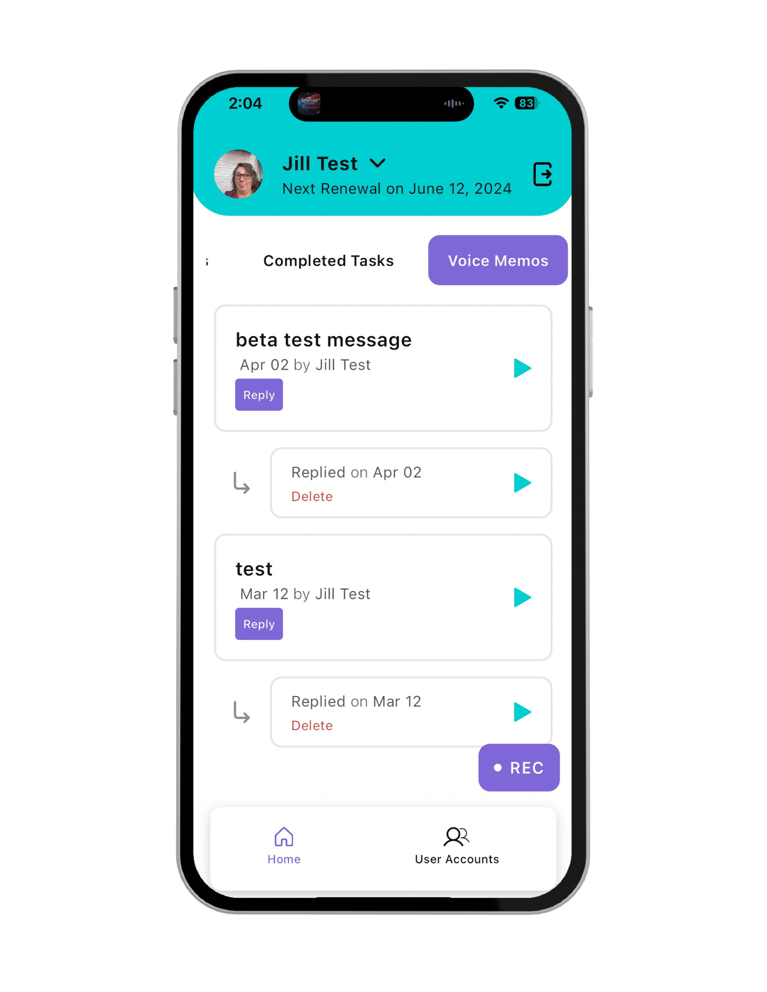 NeuroLocker Parent View showing information shared by a connected user.