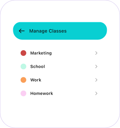 Classes Screenshot
