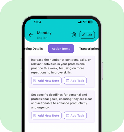 Action Items Screenshot